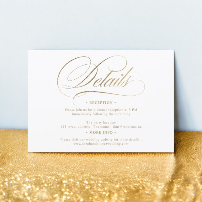 Convites Chic gold calliographic detalhes chic casamento (Chic gold calligraphy chic details wedding invitation)