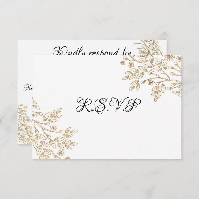 Convites Chic Gold Foil Floral RSVP Card (Frente/Verso)