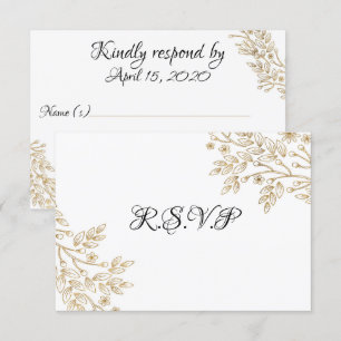 Convites Chic Gold Foil Floral RSVP Card