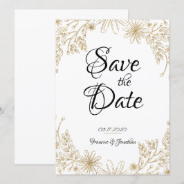 Convites Chic Gold Foil Floral Salvar Data