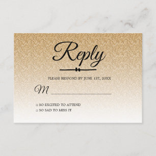 Convites Chic gold glitter ombre Sweet 16 RSVP