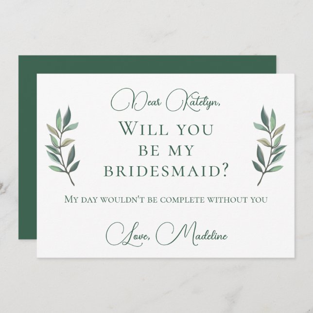 Convites Chic Green Botanic Você Será Minha Porta-Voz (Frente/Verso)