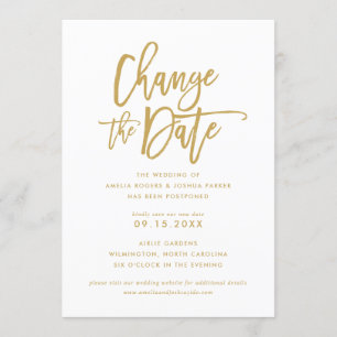 Convites Chic Hand - Letra Wedding   Alterar A Data Dourada