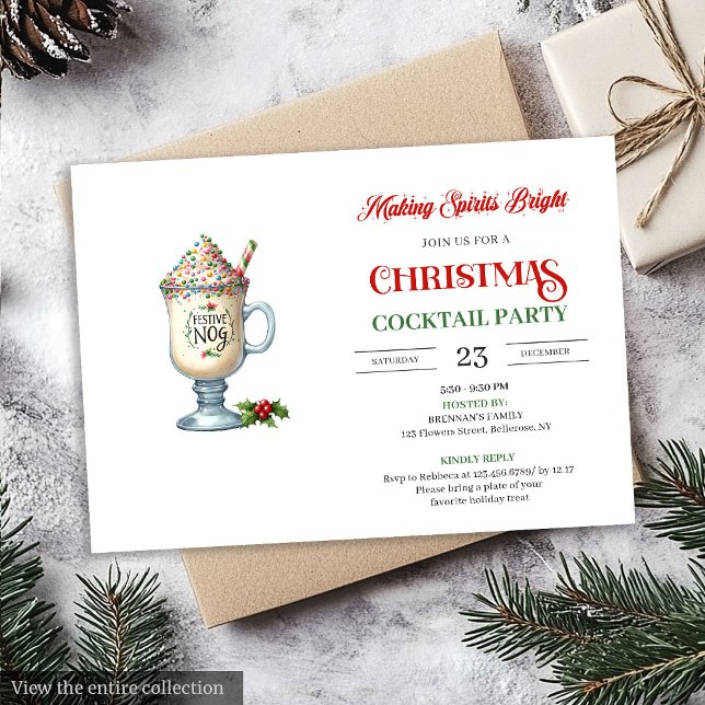 Convites Chic Holiday Cocktails Party modern festive card (Chic Holiday Cocktails Party modern festive card)