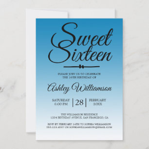 Convites Chic Ibiza Blue Ombre Sweet 16 16º Aniversário