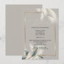 Convites Chic Ivory Pampas Grass Teal Anthurium