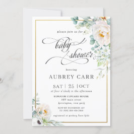 Convites Chic Ivory Peony Rosa Floral Greenery Chá de frald