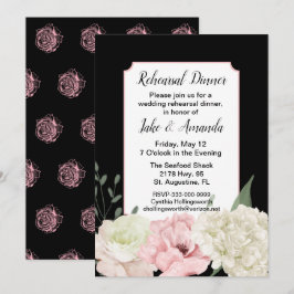 Convites Chic Jantar de Ensaios de Casamento Preto
