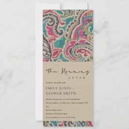 CONVITES CHIC KRAFT BOHO IKAT TRIBAL PADRÃO MANHÃ APÓS