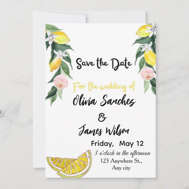 Convites Chic Lemon  Summer Wedding  (Frente)