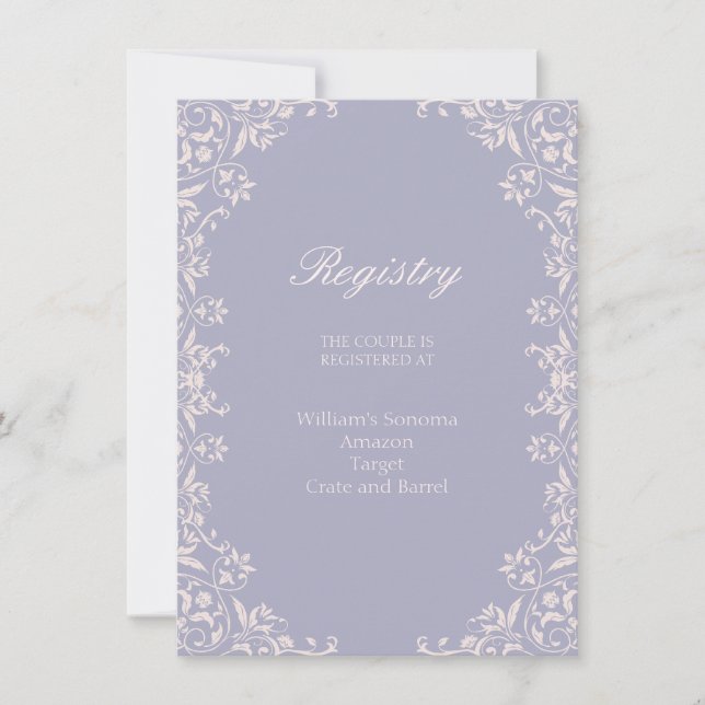Convites Chic Light Purple Registry Enclosure Card (Frente)