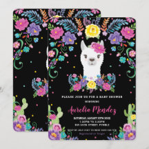 Chic Llama Chá de fraldas Floral Mexicano Chalkboa