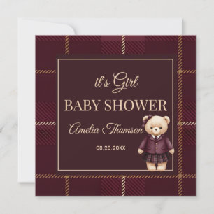 Convites Chic Luxo Urso de Pelúcia chá de bebê