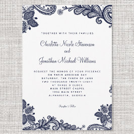 Convites Chic Marinho Azul Branco Delicado Elegante