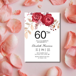 Convites Chic Maroon Rosa Floral Botânica Aniversário