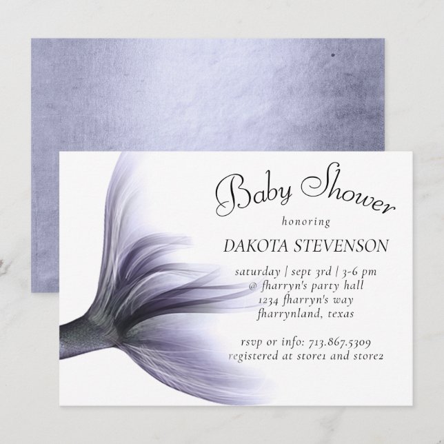 Convites Chic Mermaid | Lavanda poeirenta Chá roxa (Frente/Verso)