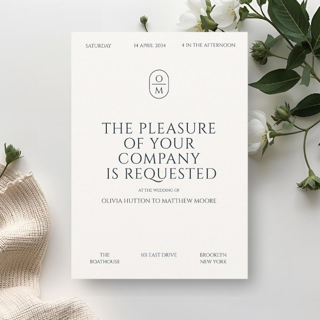 Convites Chic Minimal Typography Monogram Wedding  (Criador carregado)