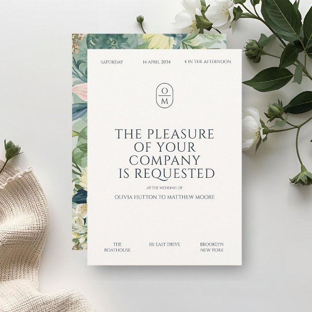 Convites Chic Minimal Typography Monogram Wedding  (Criador carregado)