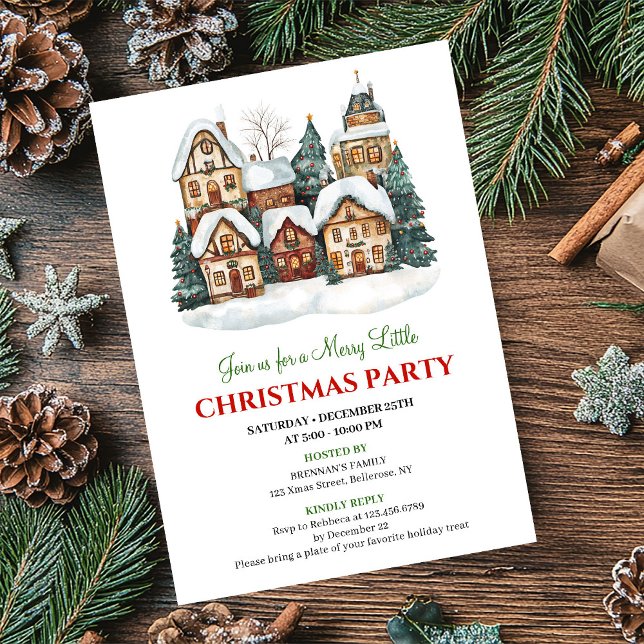 Convites Chic minimalist Christmas scene festive dinner  (Chic minimalist Christmas scene festive dinner invite)
