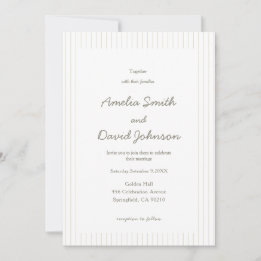 Convites Chic Minimalist Stripe Green Wedding Invitation 
