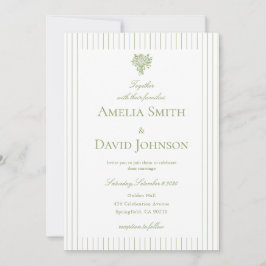 Convites Chic Minimalist Stripe Green Wedding Invitation 