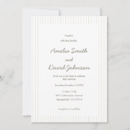 Convites Chic Minimalist Stripe Green Wedding Invitation 