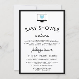 Convites Chic Minimalista Chuveiro de Bebê Virtual Azul