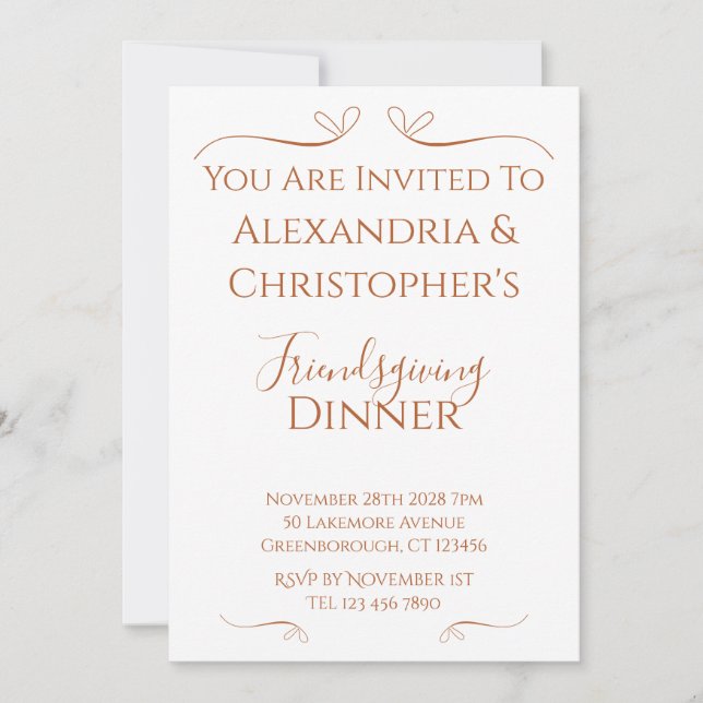 Convites Chic Mínimo de Janto de Amizade (Frente)