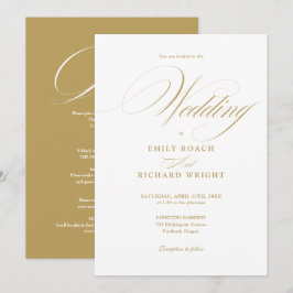 Convites Chic Moderno Casamento Tudo Em Um Script Dourado