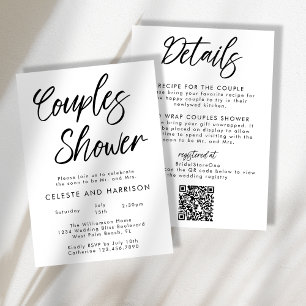 Convites Chic Moderno Minimalista Casal Chuva de Presentes 