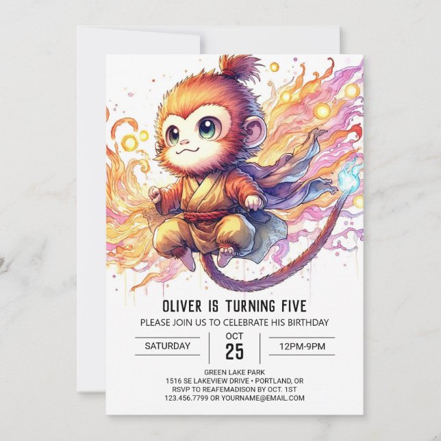 Convites Chic Monkey Birthday (Frente)