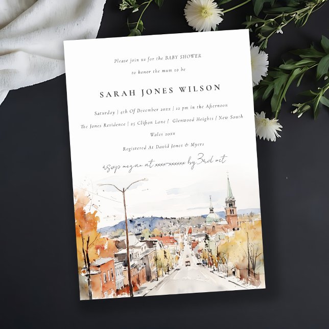 Convites Chic Montpelier City Scape Vermont Chá de fraldas (Criador carregado)