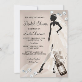 Convites Chic Noiva bege Brilho Diamante Chuveiro Nupcial
