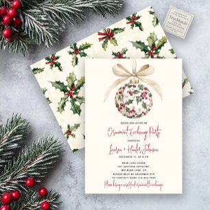 Convites Chic Ornament Exchange Red Arco Holly Berry Party