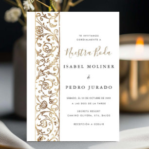 Convites Chic Ornate Floral Dourado Nossa Noiva Casamento