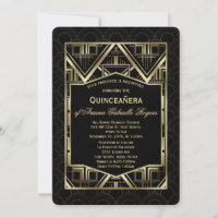 Chic Ouro Estilo Art Déco Grande Gatsby Quinceañer