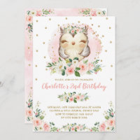 Chic Owl Blush Dourada Floral Rosa Noivado