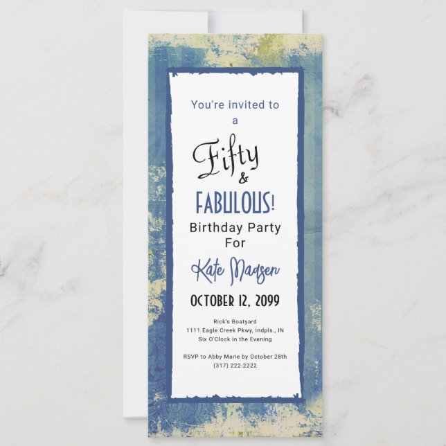 Convites Chic Painted Denim 50 & FABULOUS Surprise Birthday (Frente)