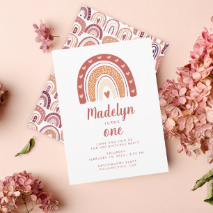 Convites Chic Pastel Boho Rainbow Padrão Primeiro Anivers