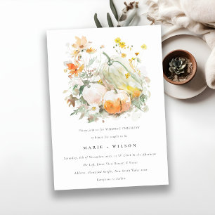Convites Chic Pastel Wildflower Pumpkin Watercolor Casament