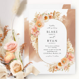 Convites Chic Peach Blush Cream e Terracotta Oval Weding