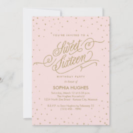 Convites Chic Pink e Douradas Estrelas Doce Festa Sessenta