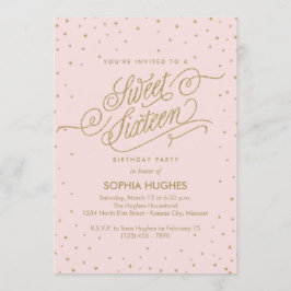 Convites Chic Pink e Douradas Estrelas Doce Festa Sessenta