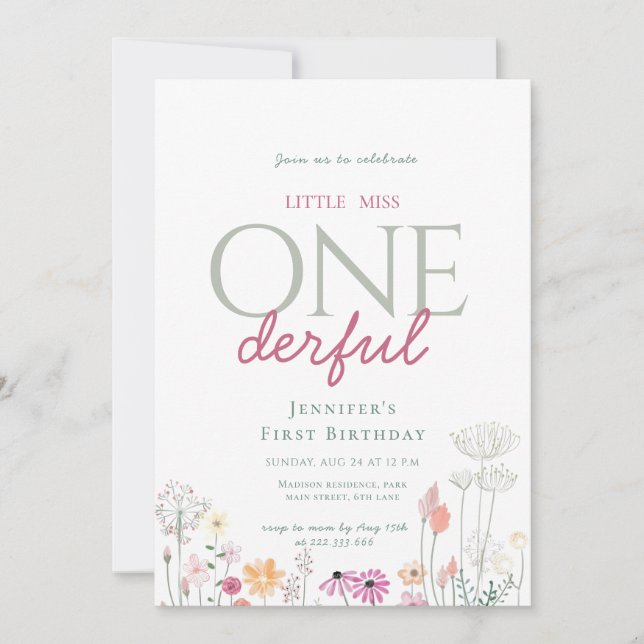 Convites Chic Pink Encantado Pequeno Aniversário Maravilhos (Frente)