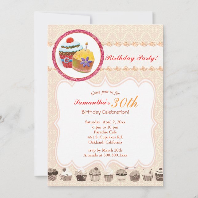 Convites Chic Posh Cupcakes (Frente)