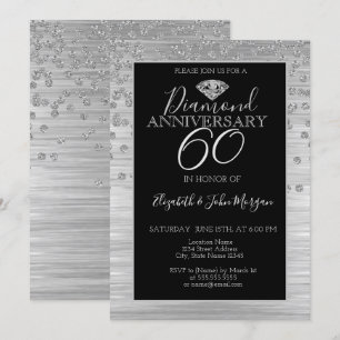 Convites Chic Prata Diamantes Casamento Aniversário