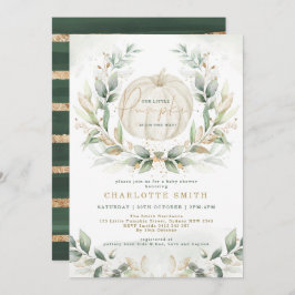 Convites Chic Pumpkin Greenery Dourado Fall Wreath Chá de f