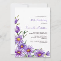Chic Purple Aster Floral Birthday
