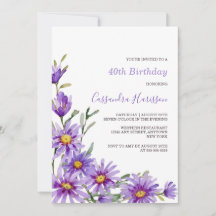 Chic Purple Aster Floral Birthday
