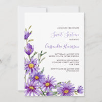 Chic Purple Aster Floral Greenery Aniversário